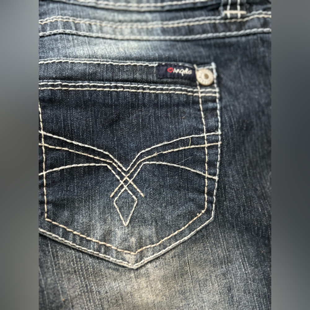 Angels Blue Jeans with Decorative Stitching and Vintage Wash